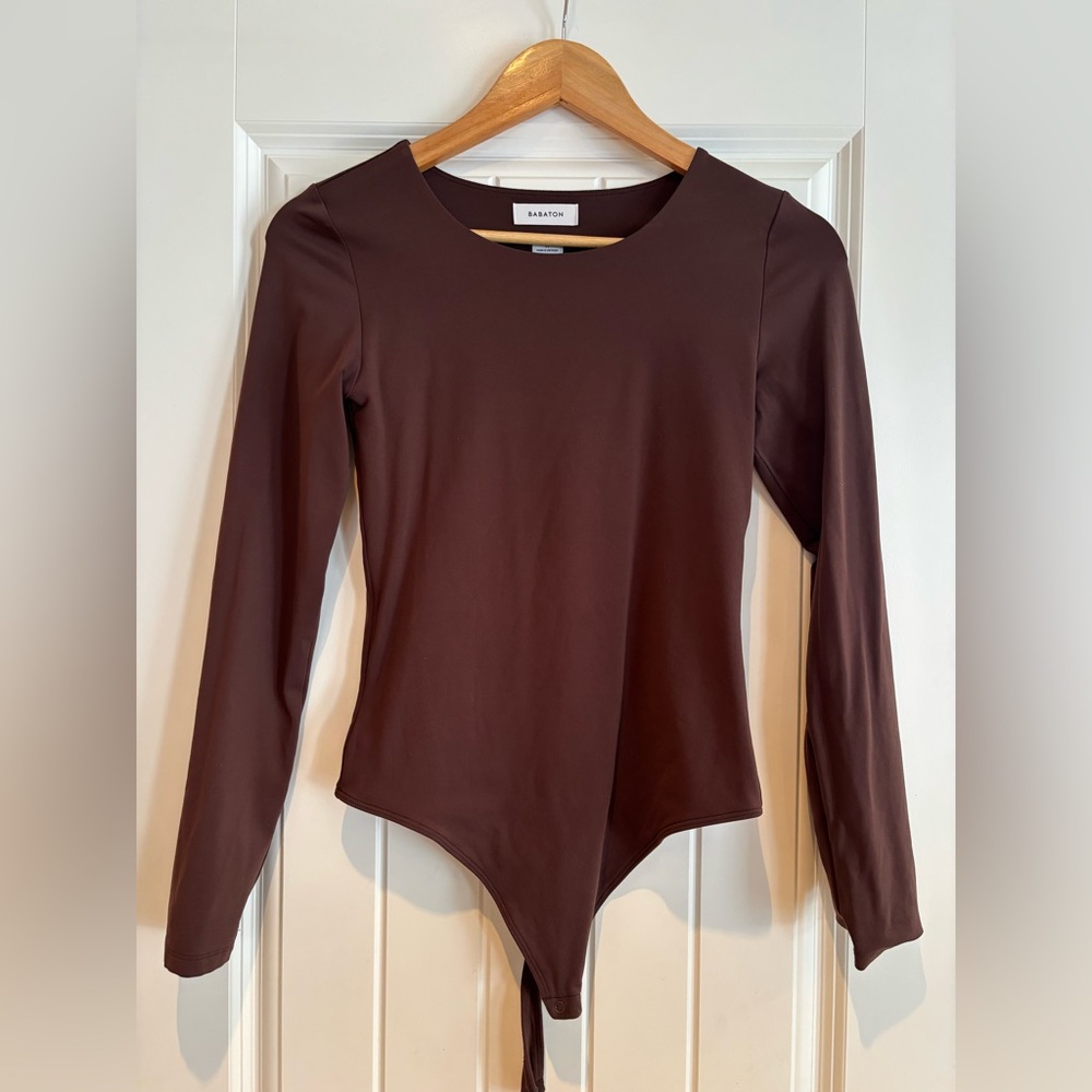 Aritzia Babaton Chocolate Long Sleeve Bodysuit